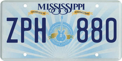 MS license plate ZPH880