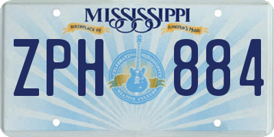 MS license plate ZPH884
