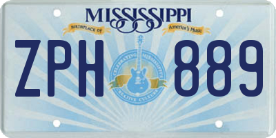 MS license plate ZPH889