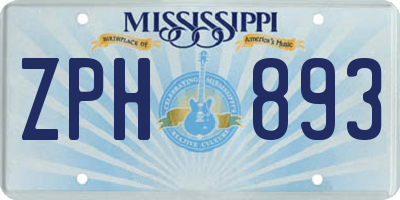 MS license plate ZPH893