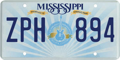 MS license plate ZPH894