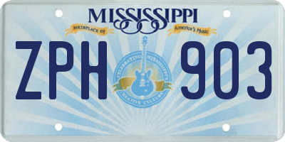 MS license plate ZPH903