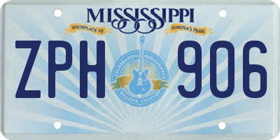 MS license plate ZPH906
