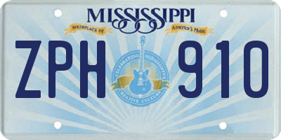 MS license plate ZPH910