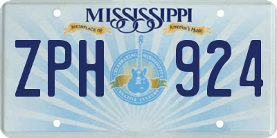 MS license plate ZPH924