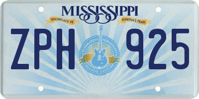 MS license plate ZPH925