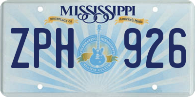 MS license plate ZPH926