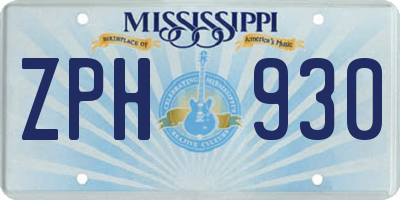 MS license plate ZPH930