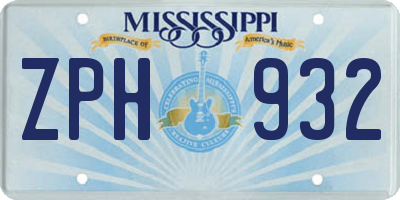 MS license plate ZPH932