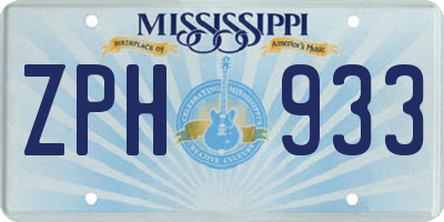 MS license plate ZPH933