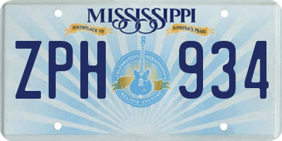 MS license plate ZPH934