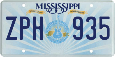MS license plate ZPH935