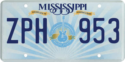 MS license plate ZPH953