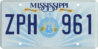 MS license plate ZPH961