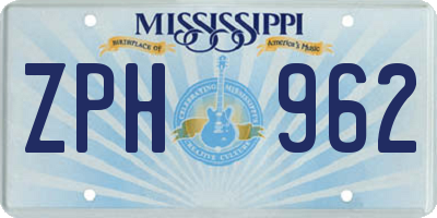 MS license plate ZPH962