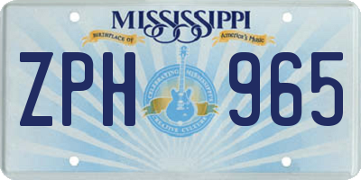 MS license plate ZPH965