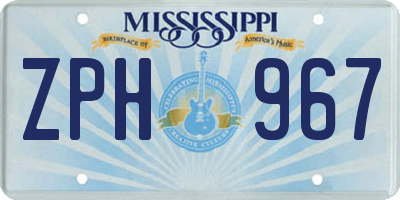 MS license plate ZPH967