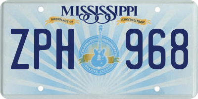MS license plate ZPH968