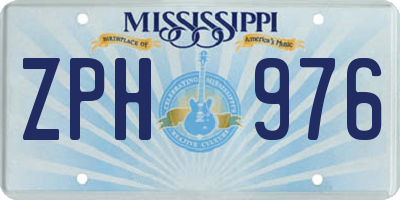 MS license plate ZPH976