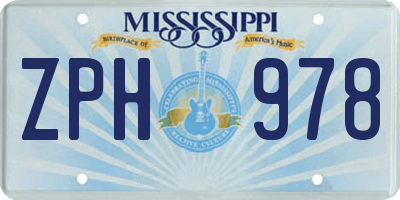 MS license plate ZPH978