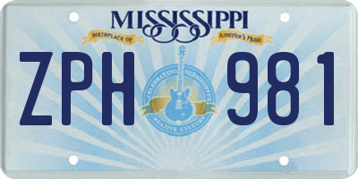 MS license plate ZPH981