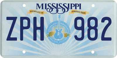 MS license plate ZPH982