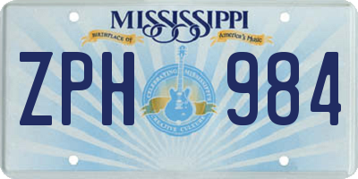 MS license plate ZPH984
