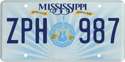 MS license plate ZPH987