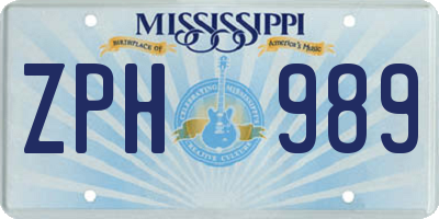 MS license plate ZPH989