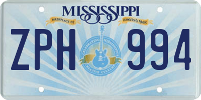 MS license plate ZPH994