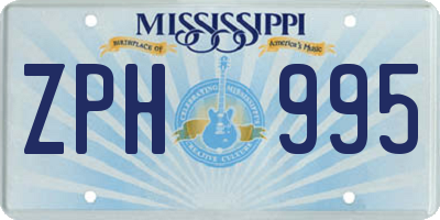 MS license plate ZPH995
