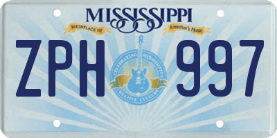 MS license plate ZPH997