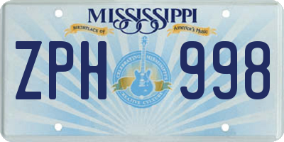 MS license plate ZPH998