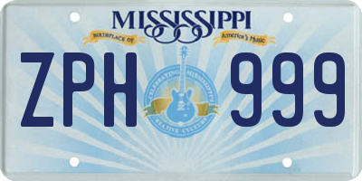MS license plate ZPH999