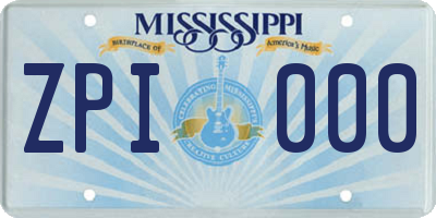 MS license plate ZPI000