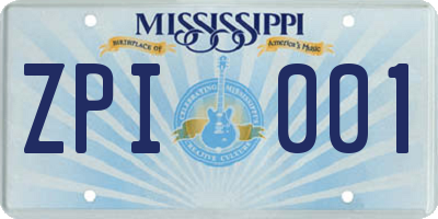 MS license plate ZPI001