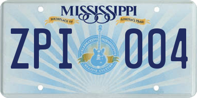 MS license plate ZPI004
