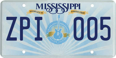 MS license plate ZPI005