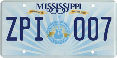 MS license plate ZPI007