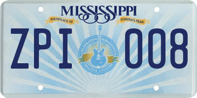 MS license plate ZPI008