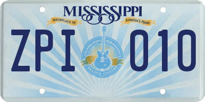 MS license plate ZPI010