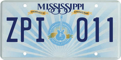 MS license plate ZPI011