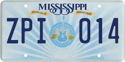 MS license plate ZPI014