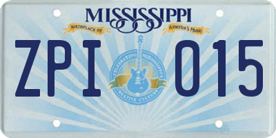 MS license plate ZPI015