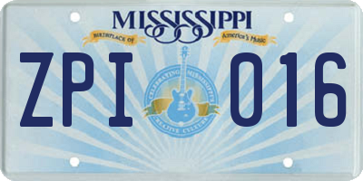 MS license plate ZPI016