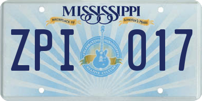 MS license plate ZPI017