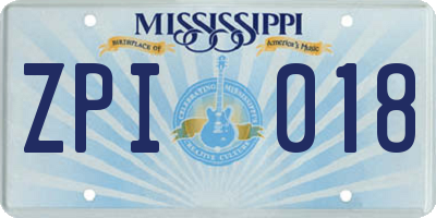 MS license plate ZPI018