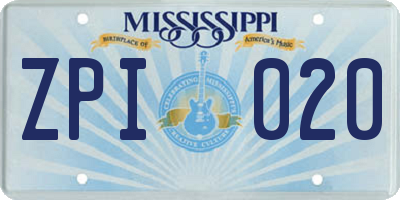 MS license plate ZPI020