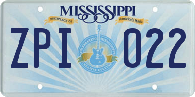 MS license plate ZPI022