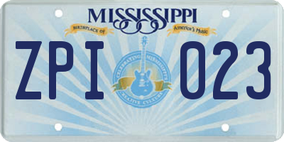 MS license plate ZPI023